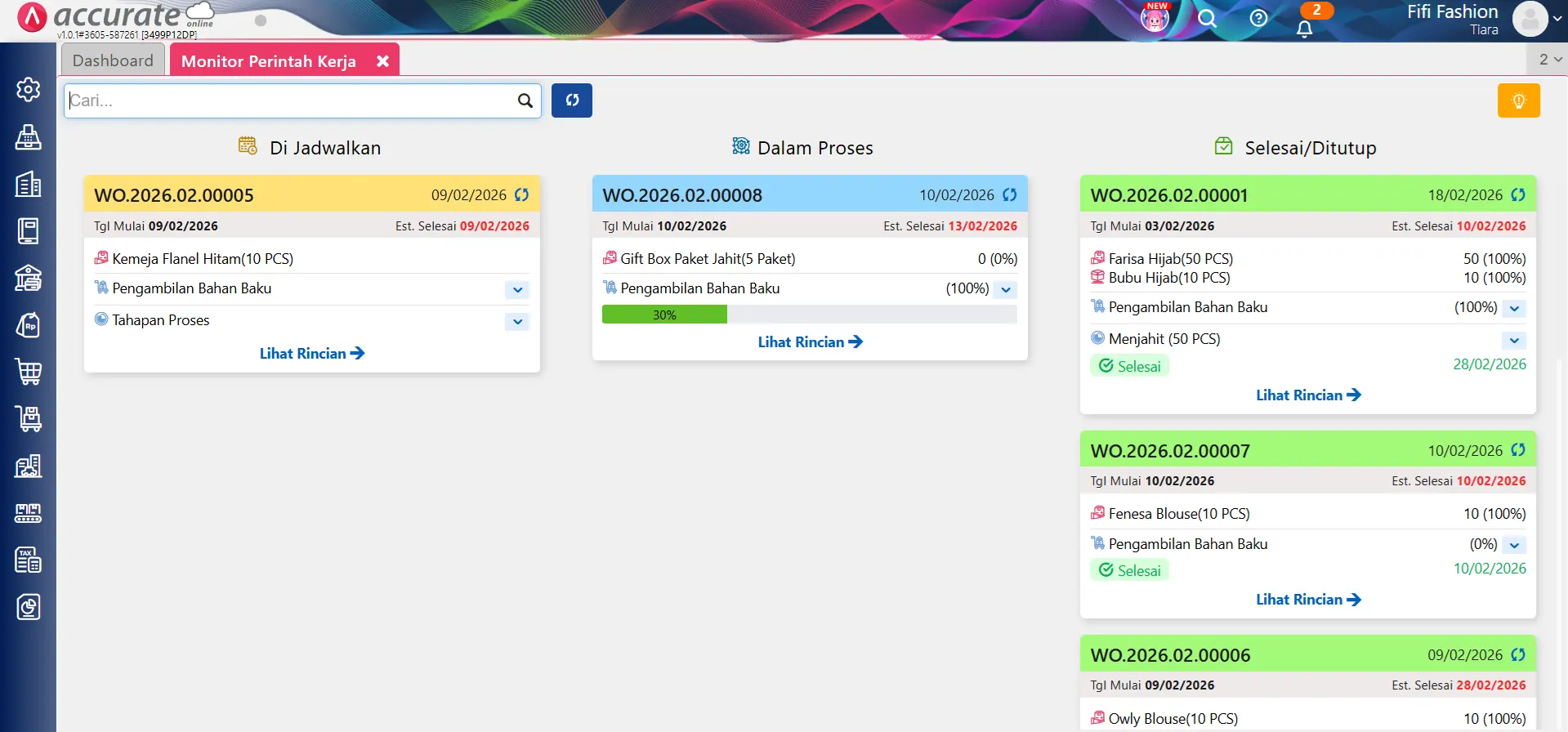 monitor perintah kerja